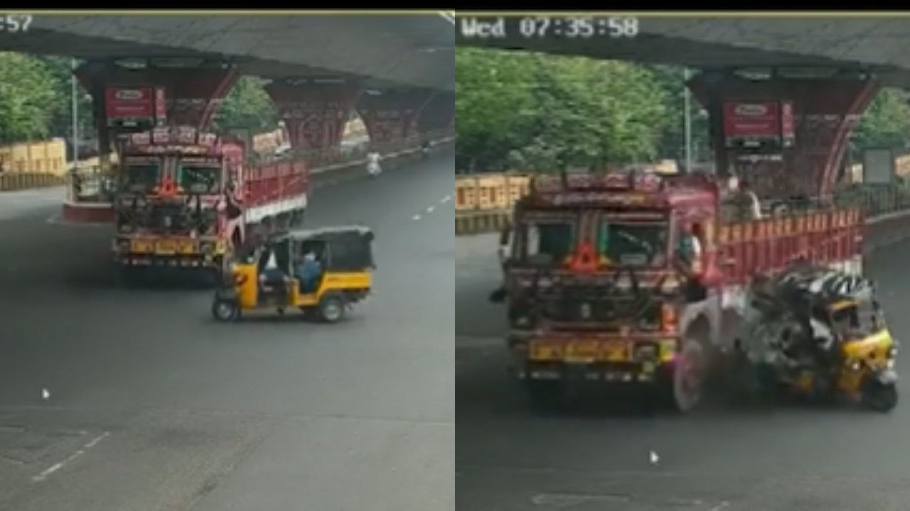 Watch Video: तेज रफ्तार ट्रक ने स्कूली बच्चों के ऑटो को मारी टक्कर, सड़क पर बिखर गए 8 मासूम