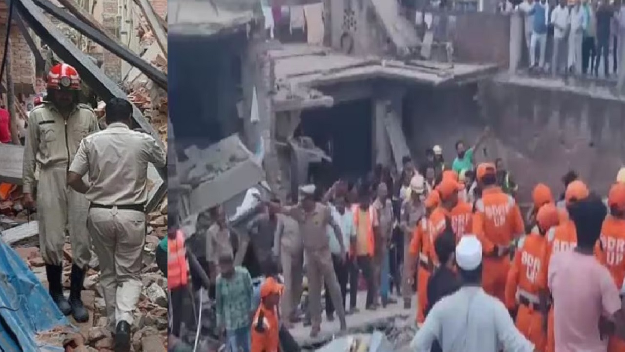 WATCH: बाराबंकी में भरभरा कर ढह गई 3 मंजिला इमारत, 2 की मौत...जारी है राहत और बचाव का काम