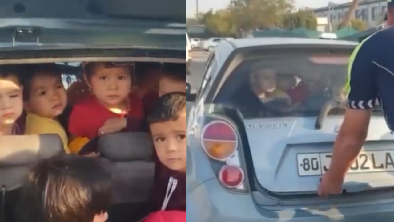 Watch: इस महिला ने एक कार में भूसा की तरह भरे 25 बच्चे, वीडियो देख पुलिस वाले भी हुए हैरान