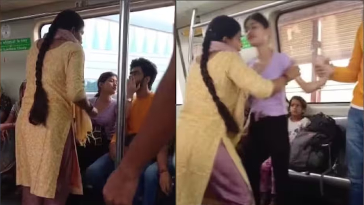 '...पागल कैसे बोला...के कर लेगा', दिल्ली मेट्रो बनी कुश्ती का अखाड़ा, भिड़ीं दो महिलाएं... देखें वायरल वीडियो