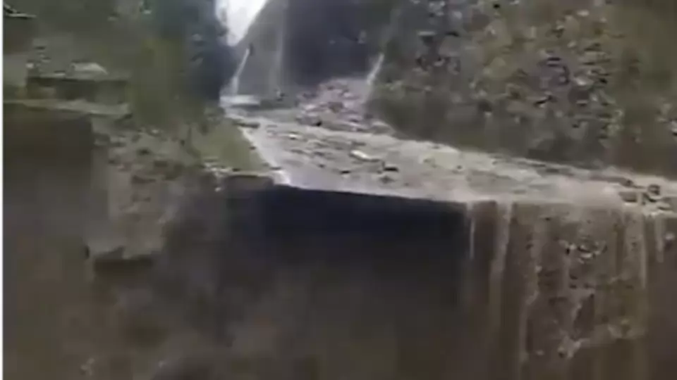 Highway Along China Border Washed Away