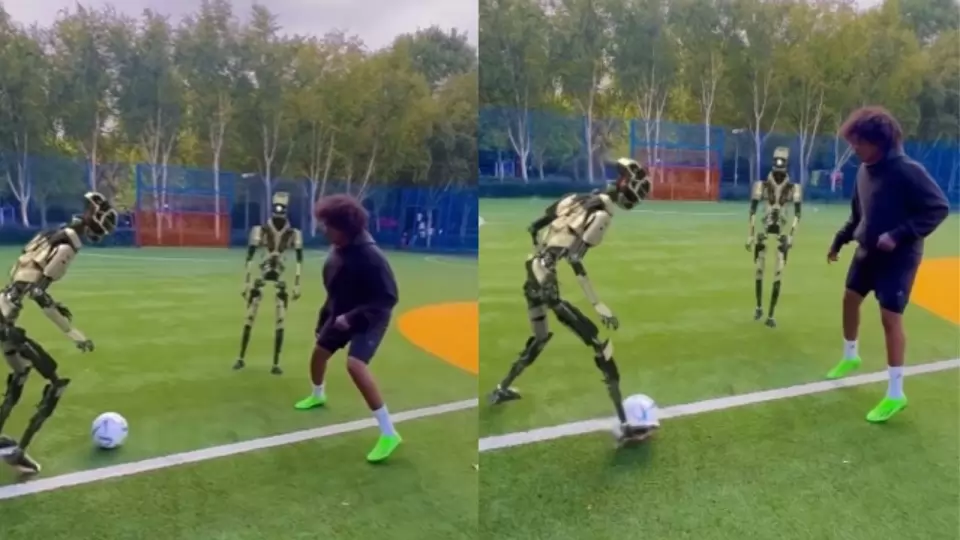 Social Media Viral Robot Playing football