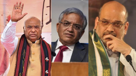 Mallikarjun Kharge, Gyanesh Kumar and Amit Shah
