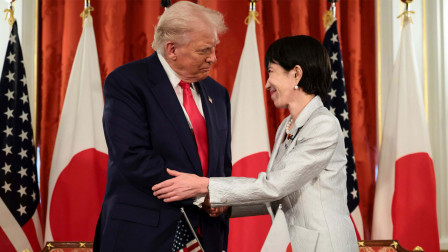 Trump's unsteady gait during the guard of honor ceremony in Tokyo.