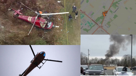Two helicopters collide mid air over New Jersey killing the pilot horrific Video