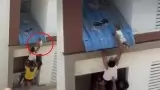 Baby Rescue Viral Video Stuck On Chennai Apartment Tin Roof