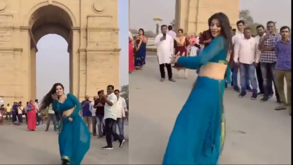 अब तो इंडिया गेट पर भी डांस हुआ शुरू, लड़की ने भोजपुरी गाने पर मटकाई कमर