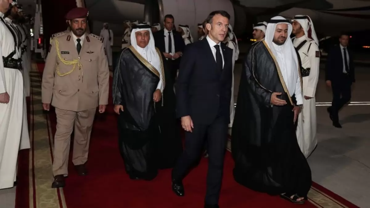 French president arrives in Doha    