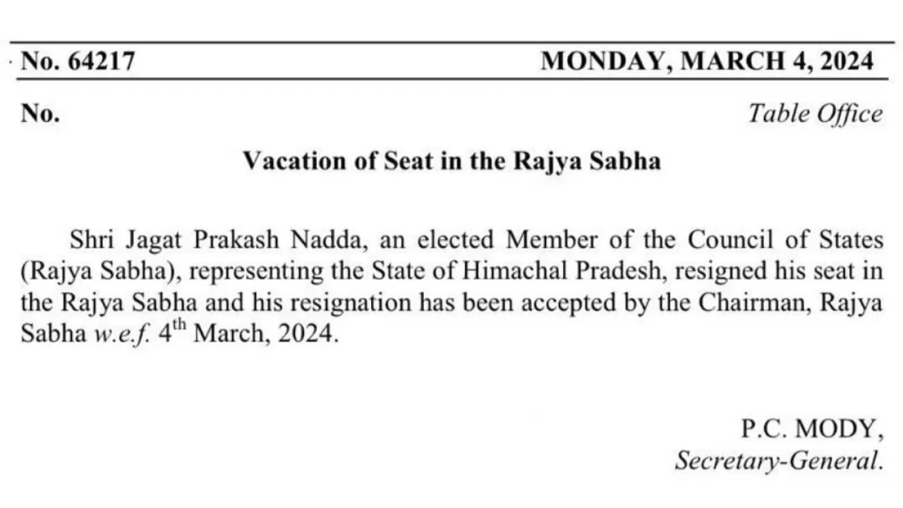 JP Nadda Resignation