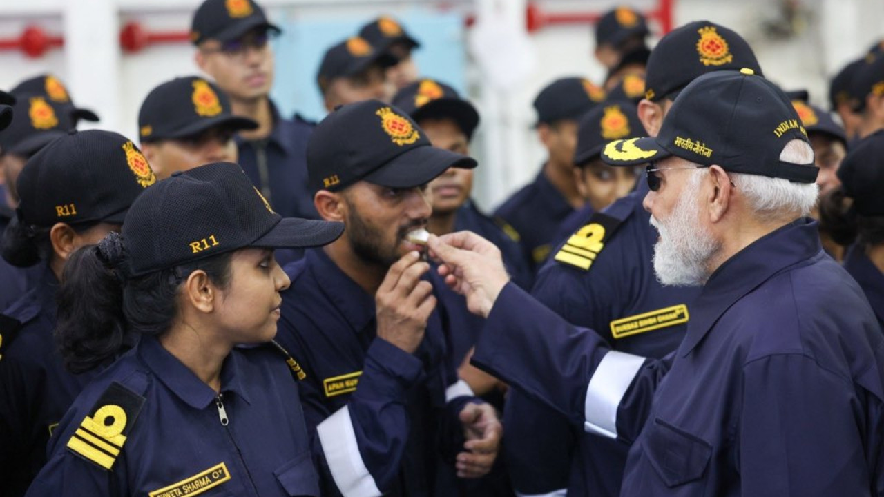PM Modi celebrated Diwali with the Navy