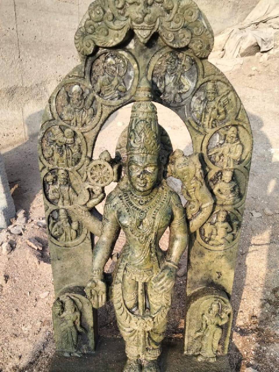 Lord Vishnu Shivling  ancient idol Krishna river Karnataka Raichur
