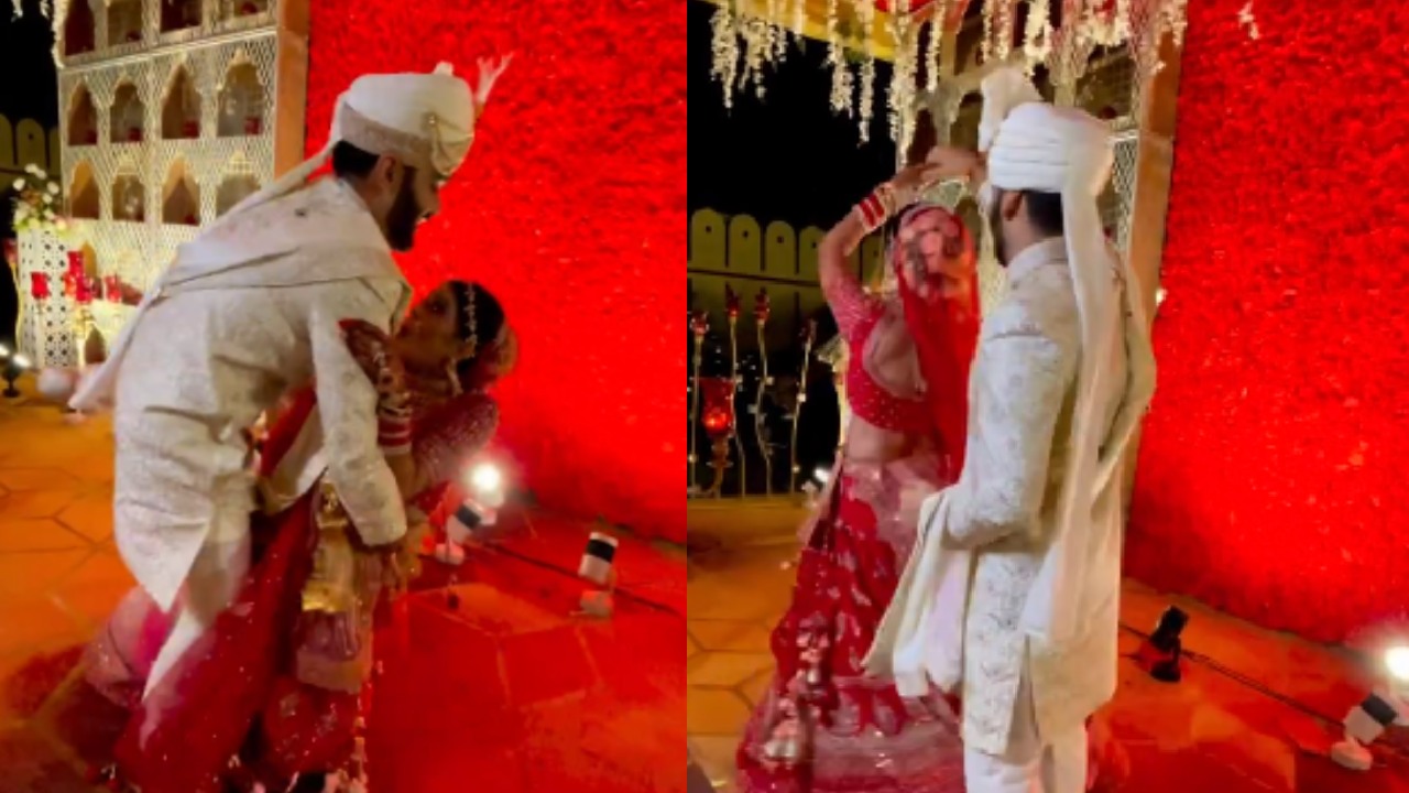 शाहरुख खान की स्टाइल में दूल्हा दे रहा था रोमांटिक पोज, अपने साथ दुल्हन को भी ले गिरा धड़ाम, देखें Video